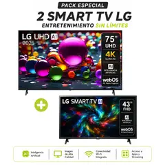 LG - Televisor 75 4K UHD 75UA8050 + TV 43 43LR6000PSA