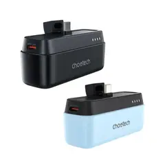 CHOETECH - Pack 2 Mini Power Bank 5000mAh Tipo C 20W Carga Rápida Negro y Celeste (B740-CCBK/BE)
