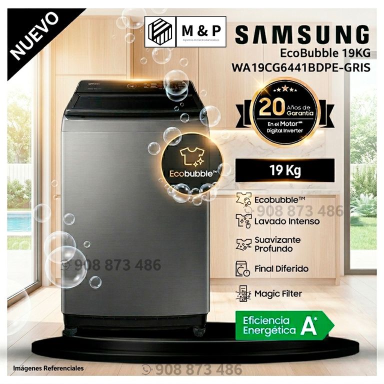 Lavadora 19Kg EcoBubble Carga Superior WA19CG6441BDPE Gris - Modelo Nuevo