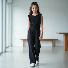 GENERICO - Enterizo Palazzo Niña Algodón Negro - Angela Kids