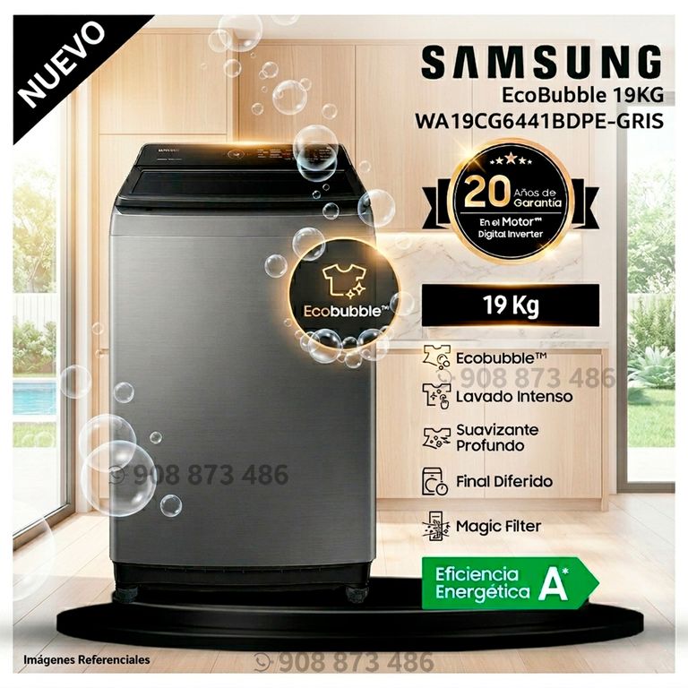 Lavadora 19Kg WA19CG6441BDPE EcoBubble Gris - Modelo Nuevo