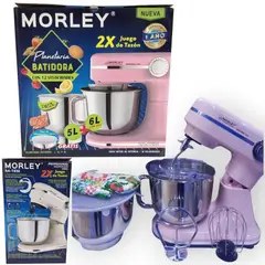 MORLEY - BATIDORA PLANETARIA 3000W 12 VELOCIDAD CON DOBLE TAZÓN 6L & 5L ROSADO