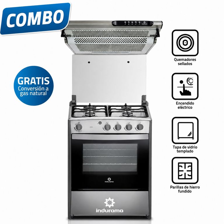 Cocina 4 Quemadores CORUÑA Croma + CAMPANA