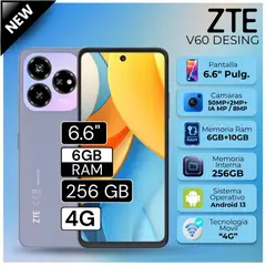 ZTE - Celular V60 Desing 6.6" Pulg. 6GB RAM 256GB Android 13 - Lila