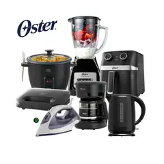 OSTER - Combo Licuadora +Arrocera 1.8 LT+Freidora 4L+Cafetera+Sandwichera+Hervidor+Plancha