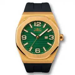 GENERICO - Reloj Deportivo Dorado de 48mm con Dial Verde y Correa de Silicona - Modelo OG