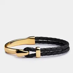 GENERICO - Pulsera Elegatto Signature Gold Cuero Trenzado