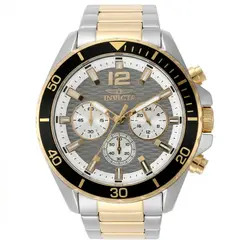 GENERICO - Reloj Cronógrafo Bicolor de Acero con Bisel Negro y Dial Gris Texturizado Original