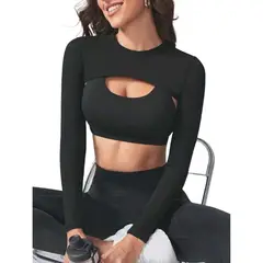 AQUA&MODA - Mangas Deportivas Mujer Fitness para Gym, Yoga y Running MDMNE Negra