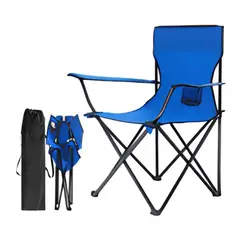 INSPIRA MARKET - Silla Plegable Camping Portátil con Portavaso Azul