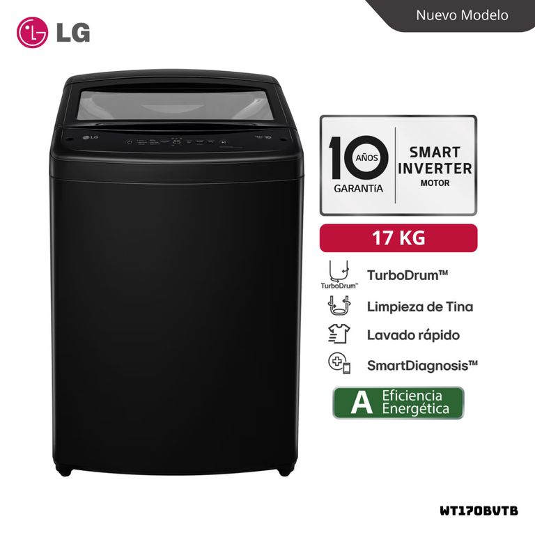 LAVADORA TURBODRUM 17 KG CARGA SUPERIOR ONYX NEGRO - WT17OBVTB