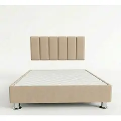 GENERICO - CAMA BOX TARIMA + CABECERA AEREA BEIGE 2 PLAZAS