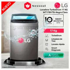 LG - Lavadora 17 Kg Carga Superior WT17BVTB Negro Claro - Modelo Nuevo