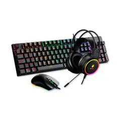 ANTRYX - KIT GAMER GC-3100 X3 BLACK ( AGC-3100X3KBL-SP ) TECLADO + MOUSE + AUDIFONO - SWITCH AZUL