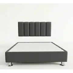 GENERICO - CAMA BOX TARIMA + CABECERA AEREA GRIS 1.5 PLAZAS