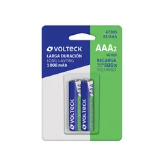 GENERICO - Pilas Recargables AAA Blister 2und Larga Duración Volteck 47205