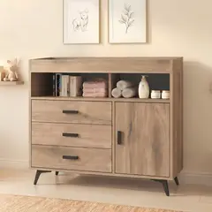 GENERICO - Cómoda Cambiador Para Bebé Amalia 3 Cajones Macadamia 100 cm Huk