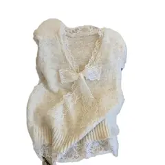 GENERICO - CHALECO CUELLO V LAZO PRIMAVERA BEIGE - M
