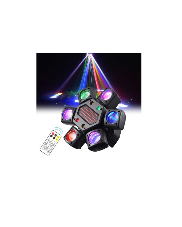 Haz de luz con cabezal móvil Mini 6 brazos escenario efecto giratorio luces control remoto DJ discoteca fiesta