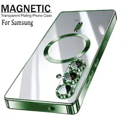 GENERICO - Case Samsung Galaxy A37 5G Protector Camara Transparente Magnetico Verde Oscuro