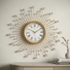 GENERICO - RELOJ METALICO DORADO CON PIEDRAS BRILLANTES 50X50