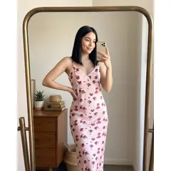 XIRAMA - Vestido Lencero Dimmi Satinado Rosado