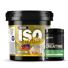 Ultimate Nutrition - Iso Sensation 93 5 LB Proteina Aislada - Vainilla Bean + Creatina Optimum Nutrition 600 G + Scoop