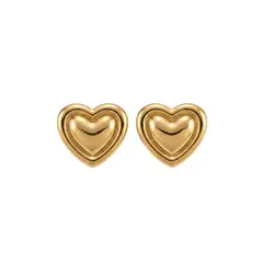 GENERICO - Aretes "Corazones En Capas" Con Doble Baño Dorado Hipoalergénicos 0010