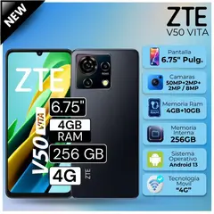 ZTE - Celular V50 Vita 6.75" Pulg. 4GB RAM 256GB Android 13 - Negro