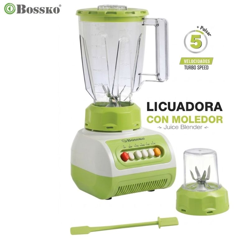 Licuadora con molinillo BK-518P-V Jarra de Plástico 1.5 Litros VERDE
