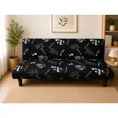 GENERICO - Funda de sofa cama futon sin brazos Diseño Negro Ramas