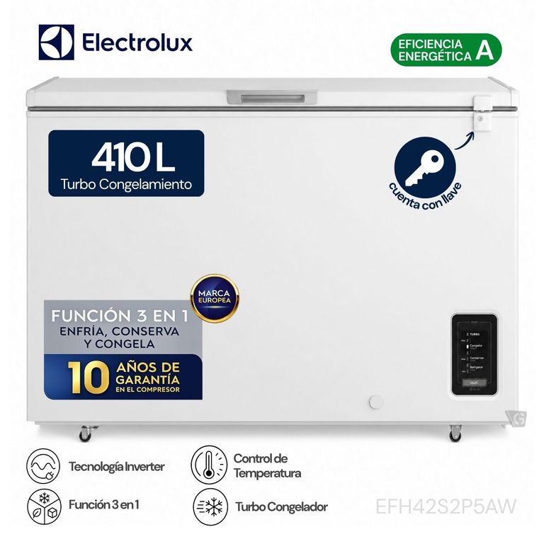 Congelador Horizontal 410L Inverter Blanco con Función Turbo EFH42S2P5AW