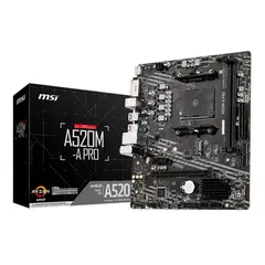 Msi - Placa base A520M-A PRO M-ATX, 2 x DDR4 hasta 64GB, 4400 MHz, HDMI y DVI, ideal para ga