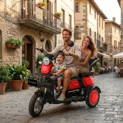 FUTUR - Trimoto Electrica Convertible Irix Rojo Jam Motor 600w - Batería Extraíble