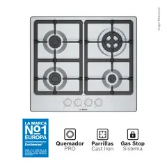 Bosch - Encimera a Gas 60cm Inox Serie 4 PGH6B5K90