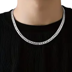 GENERICO - Collar de Cadena Plata Unisex de Acero Inoxidable 304 Diseño Elegante y Minimalista