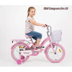 BABY KING - Bicicleta Campera para Niña Aro 16 con Canasta Rosa Pastel