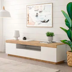 GENERICO - Mesa Para TV Alba Hasta 65" Blanco y Duna 160 cm Huk