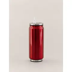 GENERICO - Tomatodo Lata ROJO de Acero Inoxidable con sorbete 350ML
