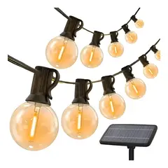 IMPORTADO MC - Luces Guirnaldas Led 25 Focos 15Metros Para Jardín Exterior SOLAR