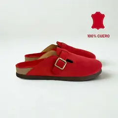 WHITE - Zuecos Chloe de cuero color rojo