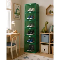 GENERICO - Zapatero Organizador de Plástico Duro con puertas imantadas 6 Niveles Verde