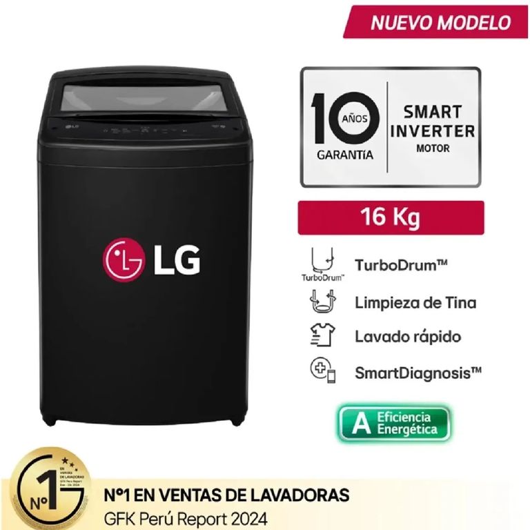 Lavadora 16Kg Carga Superior Turbodrum WT16OBVTB Negro