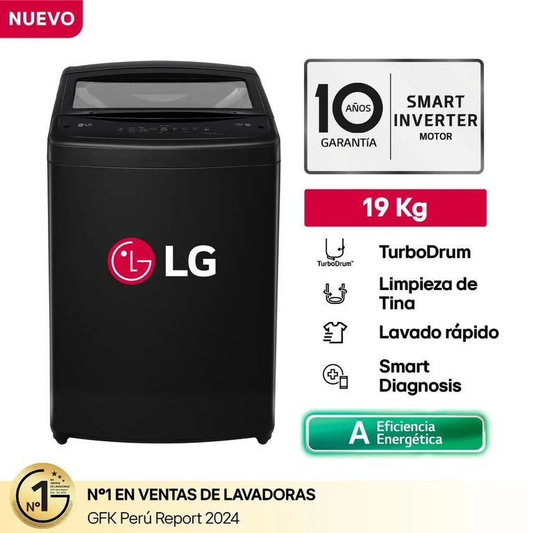 Lavadora 19Kg Carga Superior Turbodrum WT19OBVTB Negro