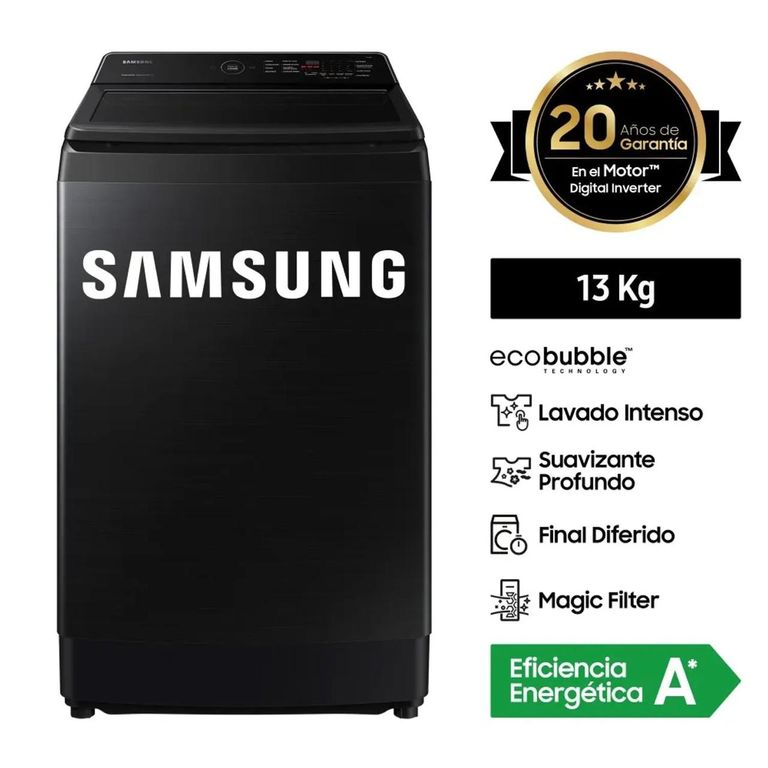 Lavadora Ecobubble 13Kg WA13CG5441BVPE Negro