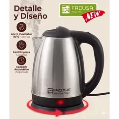 FACUSA - Hervidor Eléctrico 1.8 Litros Acero Inoxidable - Garantia