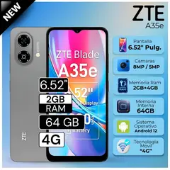 ZTE - Celular A35e 6.52" Pulg. 2GB RAM 64GB Android 12 - Gris