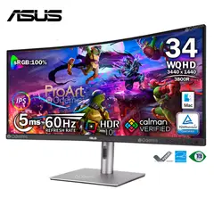 ASUS - MONITOR PROART PA34VCNV CURVO IPS 3440×1440 DisplayPort HDMI WQHD 60Hz 5ms