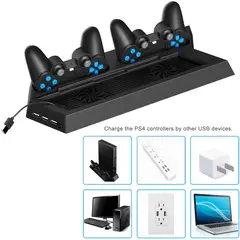 OEM - Soporte Con Ventilador Para PS4 Y Base De Carga Para Dos Mandos
