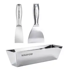 WADFOW - Kit Espátulas Masillador de drywall 2 y 4 pulgadas, Bandeja 10 pulgadas acero inixidable